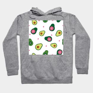 Hand drawn cute avocados with pink hearts Hoodie